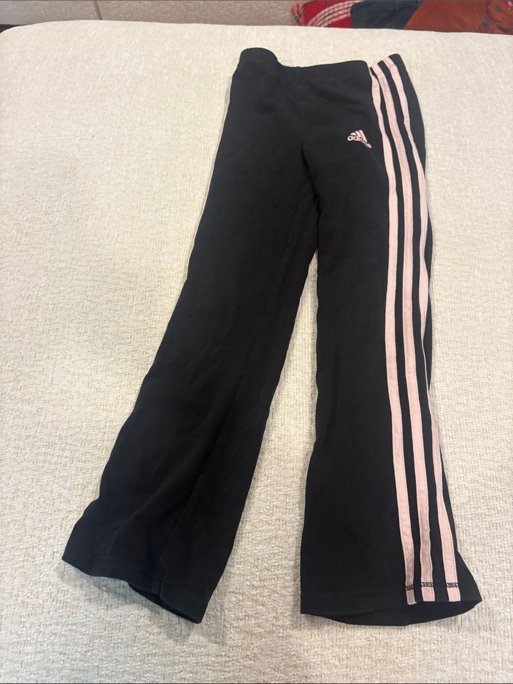 adidas Black Sweatpants with Pink Side Stripes